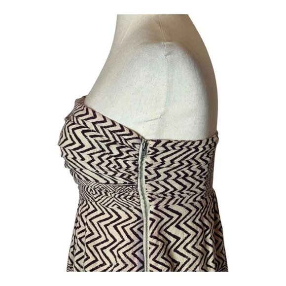 Anthropologie Edme & Esyllte Dress Women 0 Ivory Brown Strapless Hypnotic Maxi - Picture 9 of 14